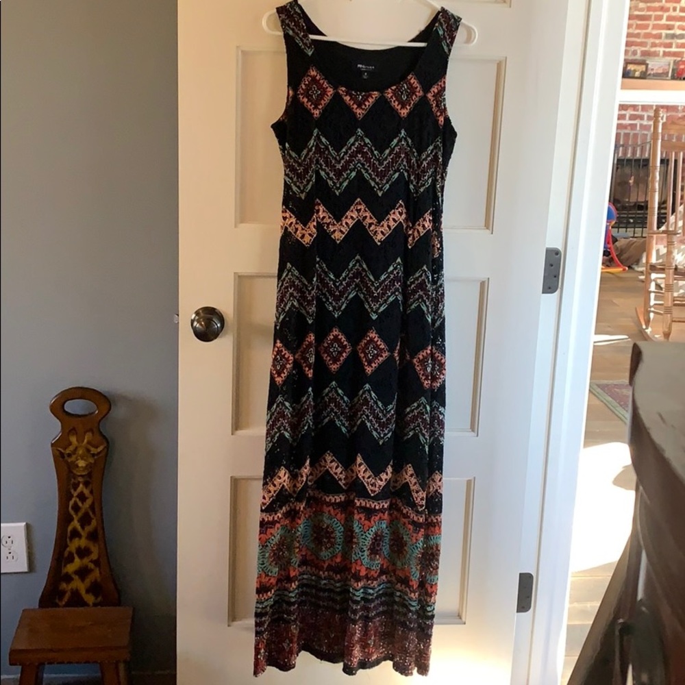 Maxi Dress Lacey Sheer Overlay